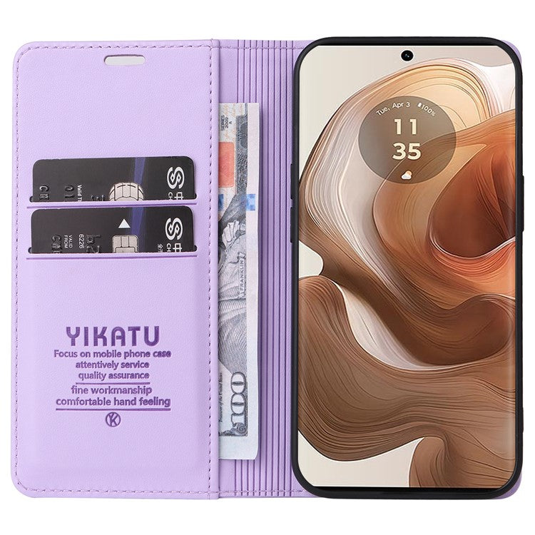 YIKATU YK-001 For Motorola Moto X50 Ultra 5G / Edge 50 Ultra 5G Case Wallet Leather + Matte TPU Phone Cover - Light Purple