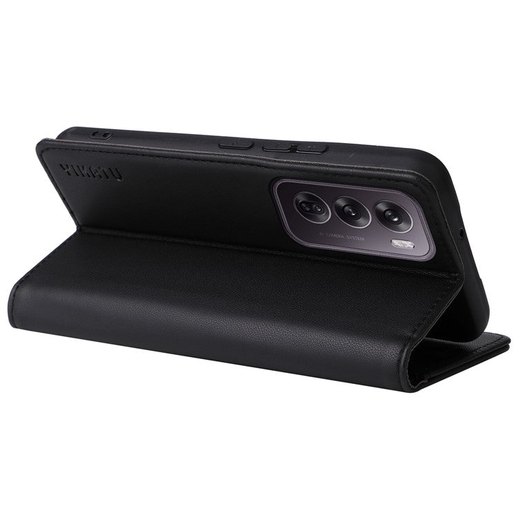 YIKATU YK-001 For Oppo Reno12 5G (Global) Case Wallet Leather Phone Cover Folio Strong Magnetic Closure - Black