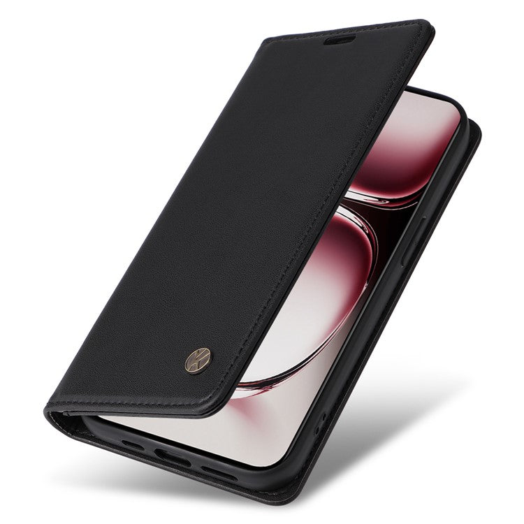 YIKATU YK-001 For Oppo Reno12 5G (Global) Case Wallet Leather Phone Cover Folio Strong Magnetic Closure - Black