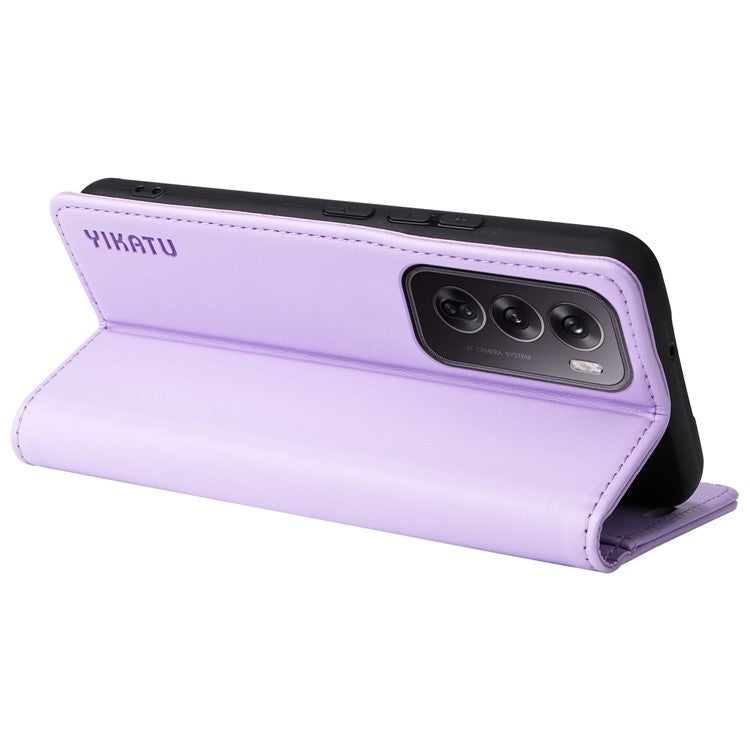 YIKATU YK-001 For Oppo Reno12 5G (Global) Case Wallet Leather Phone Cover Folio Strong Magnetic Closure - Light Purple