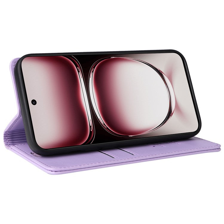 YIKATU YK-001 For Oppo Reno12 5G (Global) Case Wallet Leather Phone Cover Folio Strong Magnetic Closure - Light Purple