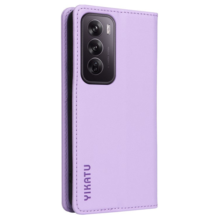 YIKATU YK-001 For Oppo Reno12 5G (Global) Case Wallet Leather Phone Cover Folio Strong Magnetic Closure - Light Purple