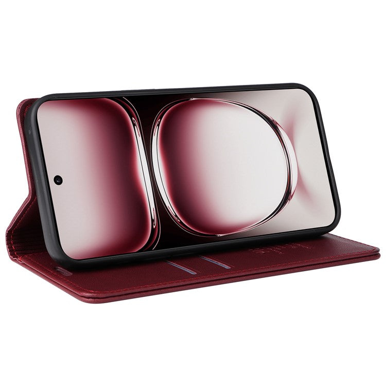 YIKATU YK-001 For Oppo Reno12 5G (Global) Case Wallet Leather Phone Cover Folio Strong Magnetic Closure - Wine Red