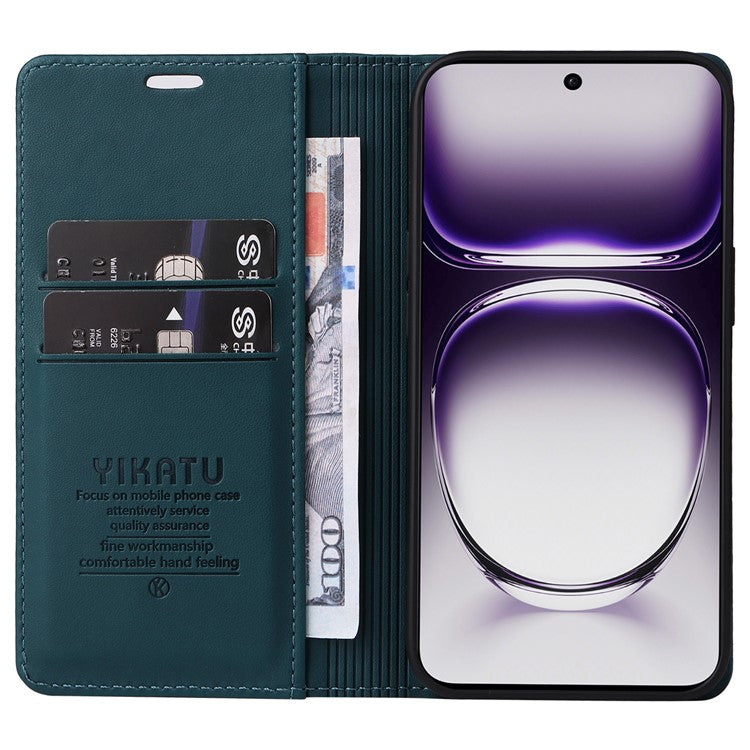 YIKATU YK-001 For Oppo Reno12 Pro 5G (China) / (Global) Case Leather Magnetic Auto-Absorbed Phone Cover - Green