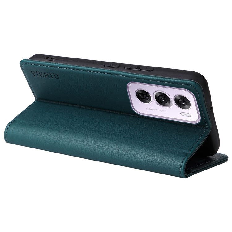 YIKATU YK-001 For Oppo Reno12 Pro 5G (China) / (Global) Case Leather Magnetic Auto-Absorbed Phone Cover - Green
