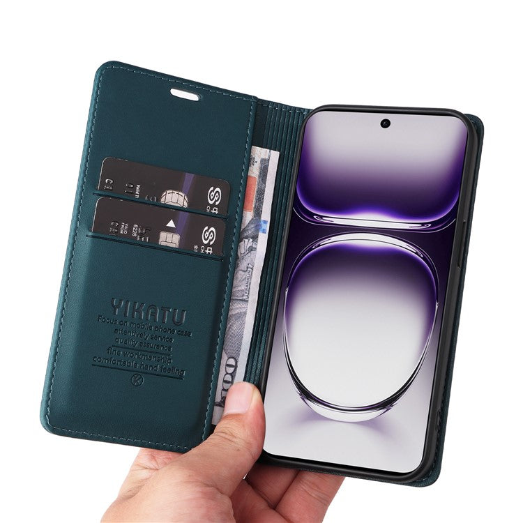 YIKATU YK-001 For Oppo Reno12 Pro 5G (China) / (Global) Case Leather Magnetic Auto-Absorbed Phone Cover - Green