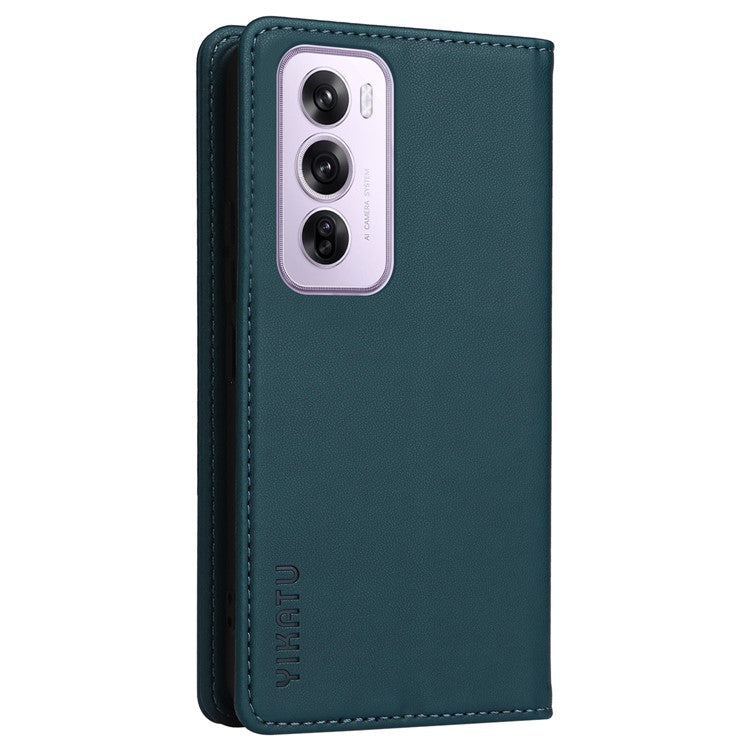 YIKATU YK-001 For Oppo Reno12 Pro 5G (China) / (Global) Case Leather Magnetic Auto-Absorbed Phone Cover - Green