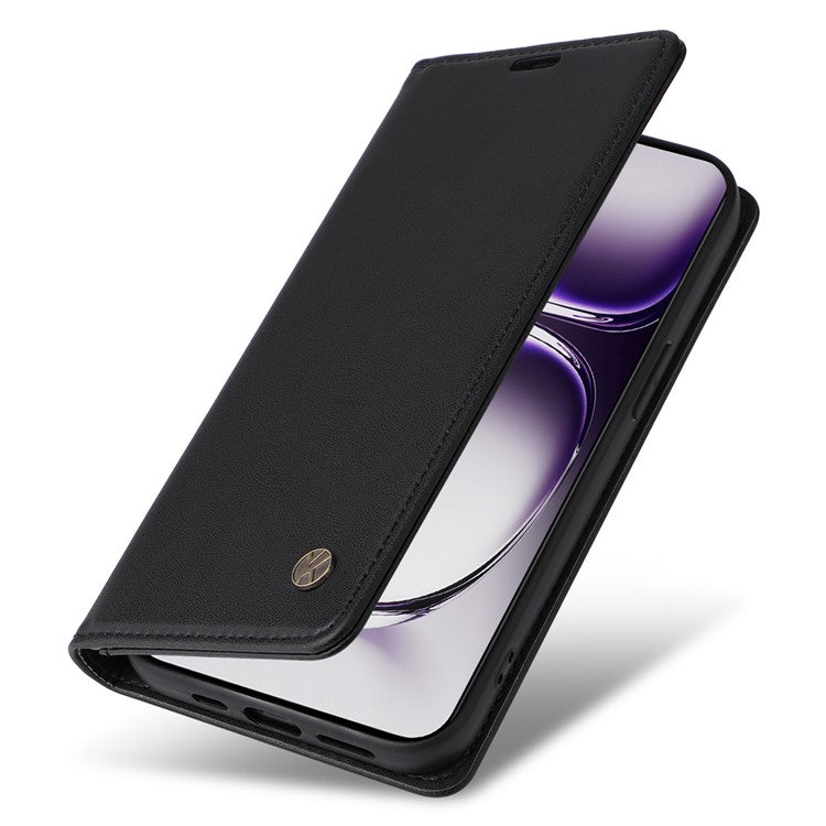 YIKATU YK-001 For Oppo Reno12 Pro 5G (China) / (Global) Case Leather Magnetic Auto-absorbed Phone Cover - Black