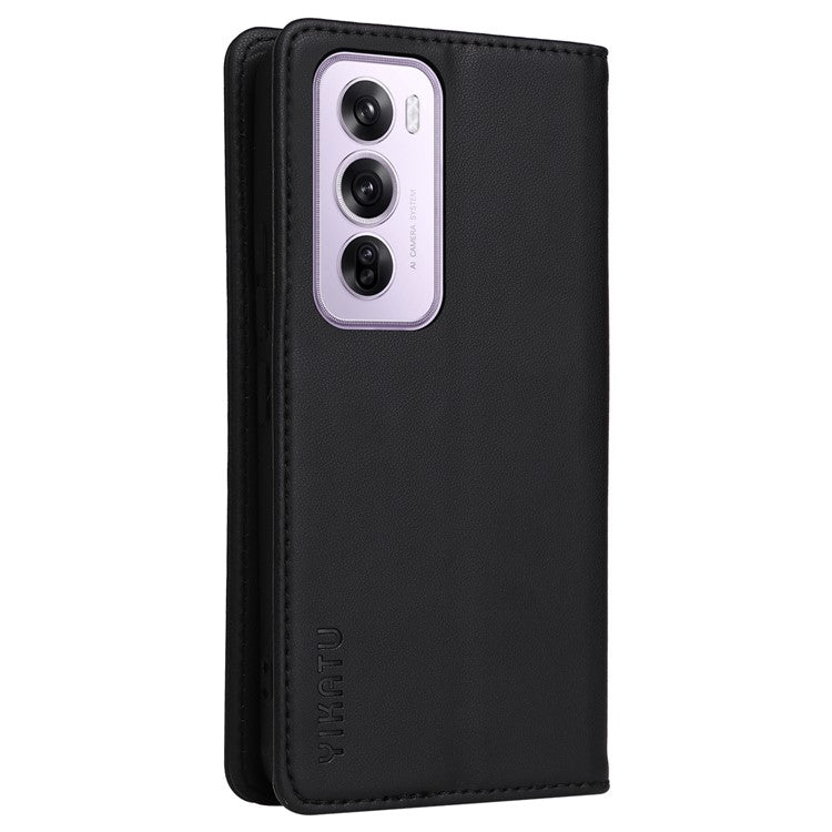 YIKATU YK-001 For Oppo Reno12 Pro 5G (China) / (Global) Case Leather Magnetic Auto-absorbed Phone Cover - Black