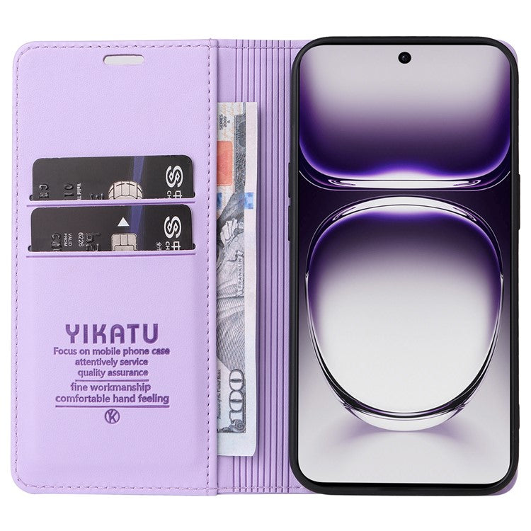 YIKATU YK-001 For Oppo Reno12 Pro 5G (China) / (Global) Case Leather Magnetic Auto-absorbed Phone Cover - Light Purple
