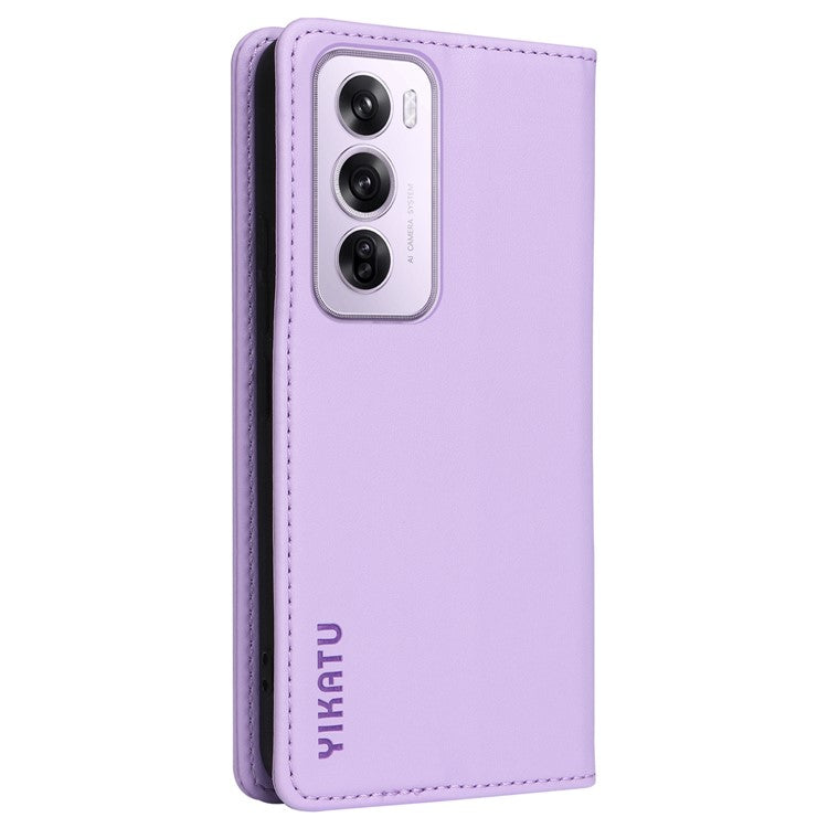 YIKATU YK-001 For Oppo Reno12 Pro 5G (China) / (Global) Case Leather Magnetic Auto-absorbed Phone Cover - Light Purple