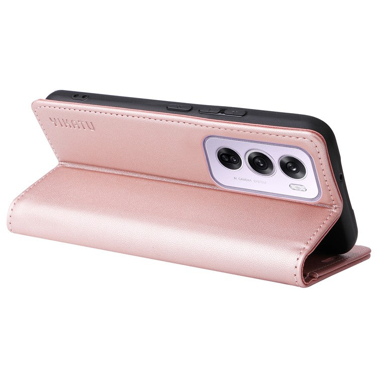 YIKATU YK-001 For Oppo Reno12 Pro 5G (China) / (Global) Case Leather Magnetic Auto-absorbed Phone Cover - Rose Gold