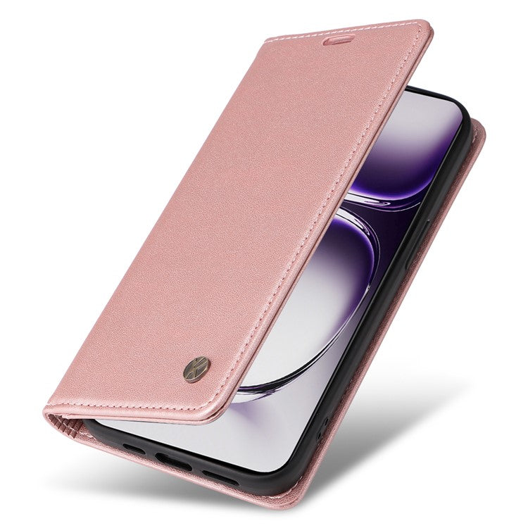 YIKATU YK-001 For Oppo Reno12 Pro 5G (China) / (Global) Case Leather Magnetic Auto-absorbed Phone Cover - Rose Gold