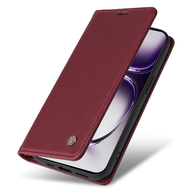 YIKATU YK-001 For Oppo Reno12 Pro 5G (China) / (Global) Case Leather Magnetic Auto-absorbed Phone Cover - Wine Red