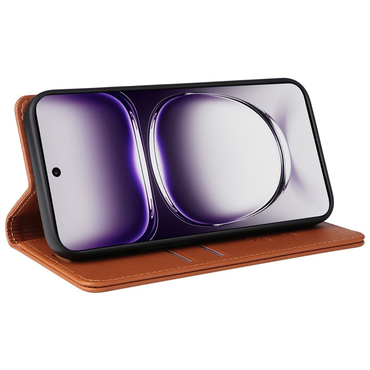 YIKATU YK-001 For Oppo Reno12 Pro 5G (China) / (Global) Case Leather Magnetic Auto-absorbed Phone Cover - Brown