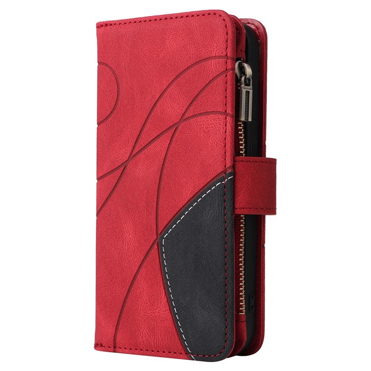 KT Multi-Function Series-5 For Oppo Reno12 5G (Global) PU Leather Dual Color Splicing Cell Phone Case - Red