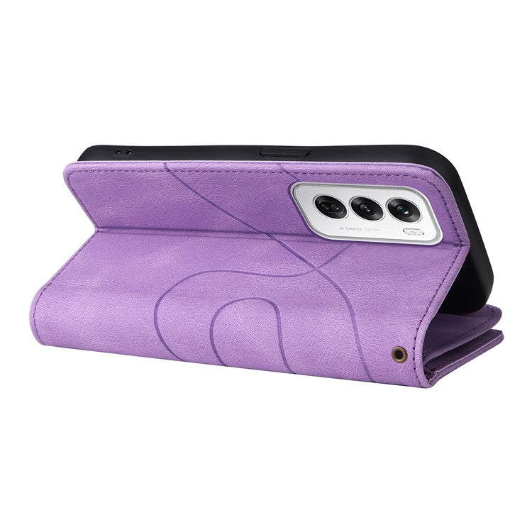 KT Multi-Function Series-5 For Oppo Reno12 5G (Global) PU Leather Dual Color Splicing Cell Phone Case - Light Purple