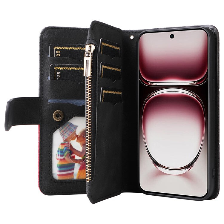 KT Multi-Function Series-5 For Oppo Reno12 Pro 5G (Global) / Reno12 Pro 5G (China) PU Leather Dual Color Splicing Cell Phone Case - Black