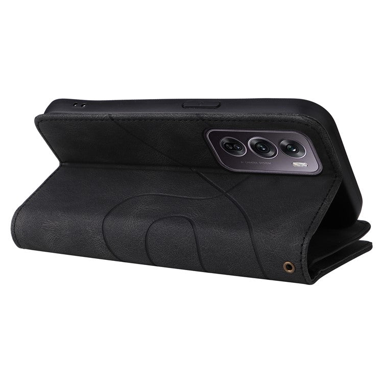 KT Multi-Function Series-5 For Oppo Reno12 Pro 5G (Global) / Reno12 Pro 5G (China) PU Leather Dual Color Splicing Cell Phone Case - Black