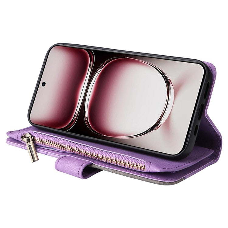 KT Multi-Function Series-5 For Oppo Reno12 Pro 5G (Global) / Reno12 Pro 5G (China) PU Leather Dual Color Splicing Cell Phone Case - Light Purple