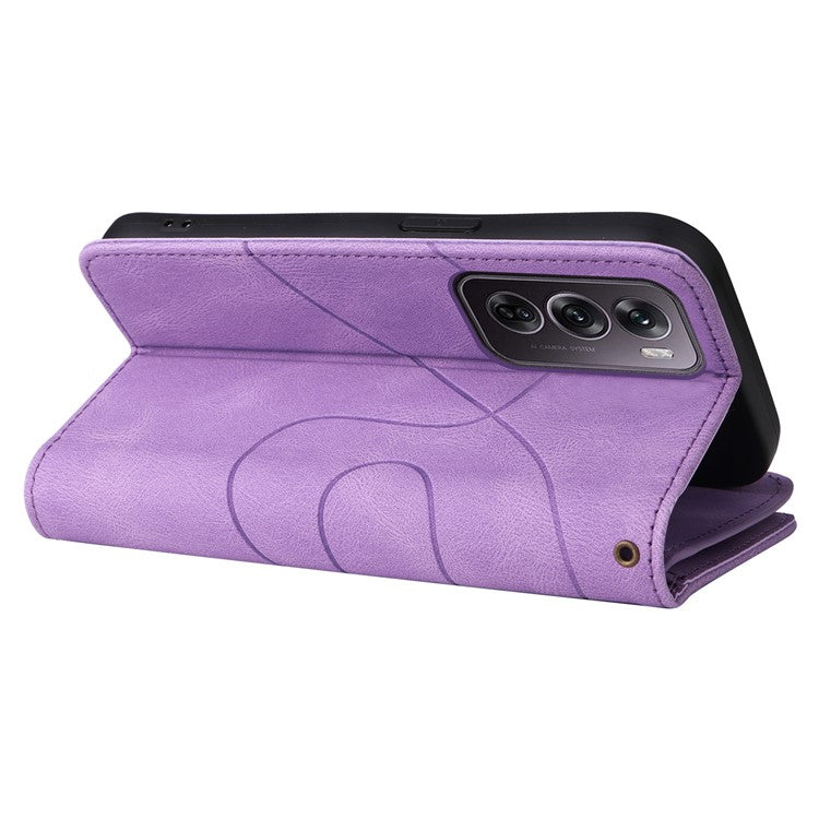 KT Multi-Function Series-5 For Oppo Reno12 Pro 5G (Global) / Reno12 Pro 5G (China) PU Leather Dual Color Splicing Cell Phone Case - Light Purple