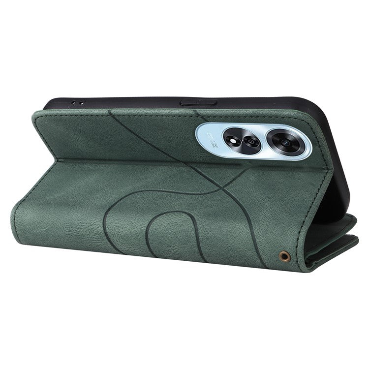 KT Multi-Function Series-5 For Oppo A60 4G Cover Anti-Scratch PU Leather Dual Color Splicing Cell Phone Case - Green