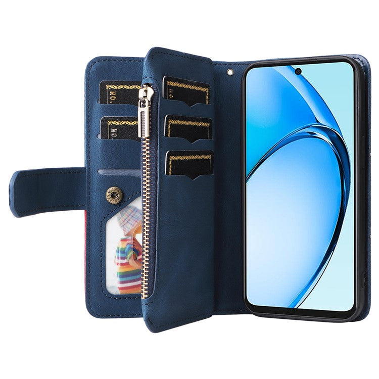 KT Multi-Function Series-5 For Oppo A60 4G Cover Anti-scratch PU Leather Dual Color Splicing Cell Phone Case - Blue