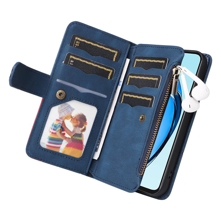 KT Multi-Function Series-5 For Oppo A60 4G Cover Anti-scratch PU Leather Dual Color Splicing Cell Phone Case - Blue