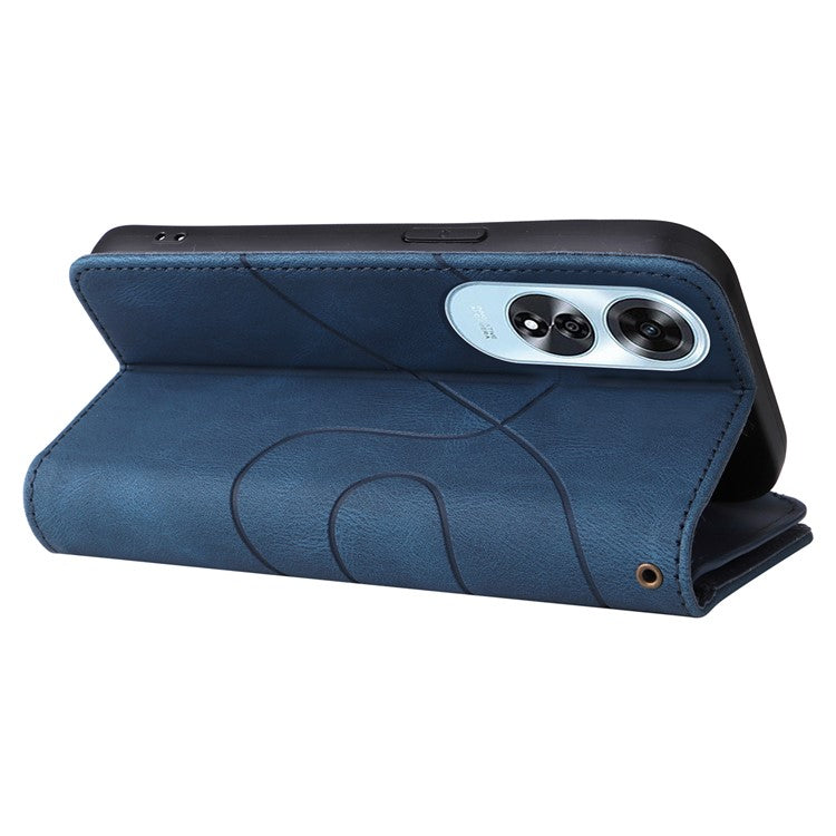 KT Multi-Function Series-5 For Oppo A60 4G Cover Anti-scratch PU Leather Dual Color Splicing Cell Phone Case - Blue