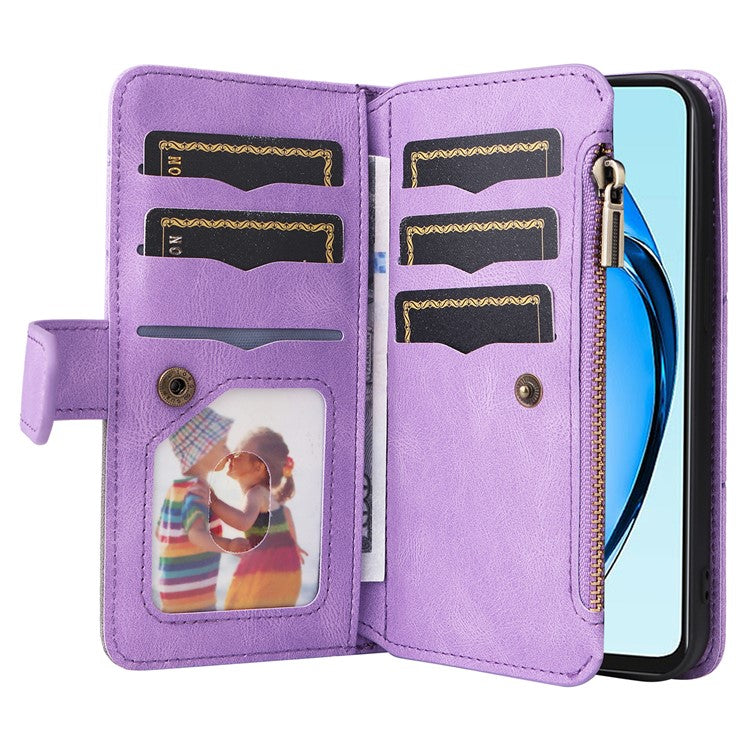 KT Multi-Function Series-5 For Oppo A60 4G Cover Anti-scratch PU Leather Dual Color Splicing Cell Phone Case - Light Purple