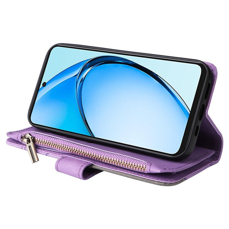 KT Multi-Function Series-5 For Oppo A60 4G Cover Anti-scratch PU Leather Dual Color Splicing Cell Phone Case - Light Purple