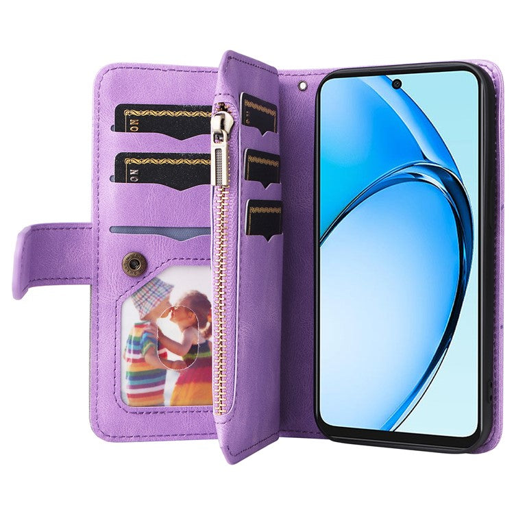 KT Multi-Function Series-5 For Oppo A60 4G Cover Anti-scratch PU Leather Dual Color Splicing Cell Phone Case - Light Purple
