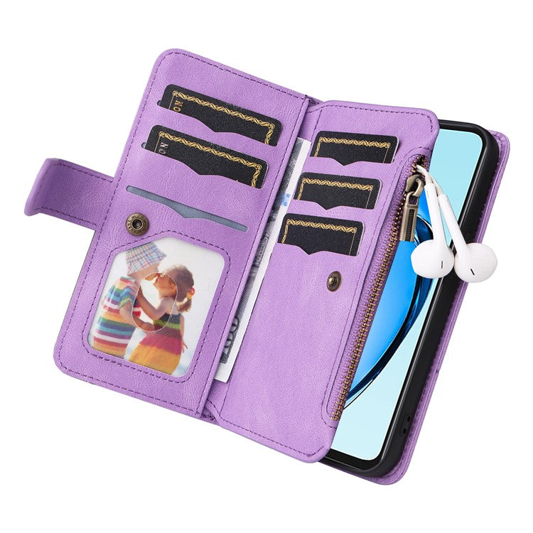 KT Multi-Function Series-5 For Oppo A60 4G Cover Anti-scratch PU Leather Dual Color Splicing Cell Phone Case - Light Purple
