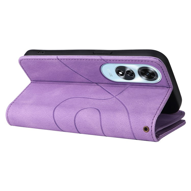 KT Multi-Function Series-5 For Oppo A60 4G Cover Anti-scratch PU Leather Dual Color Splicing Cell Phone Case - Light Purple
