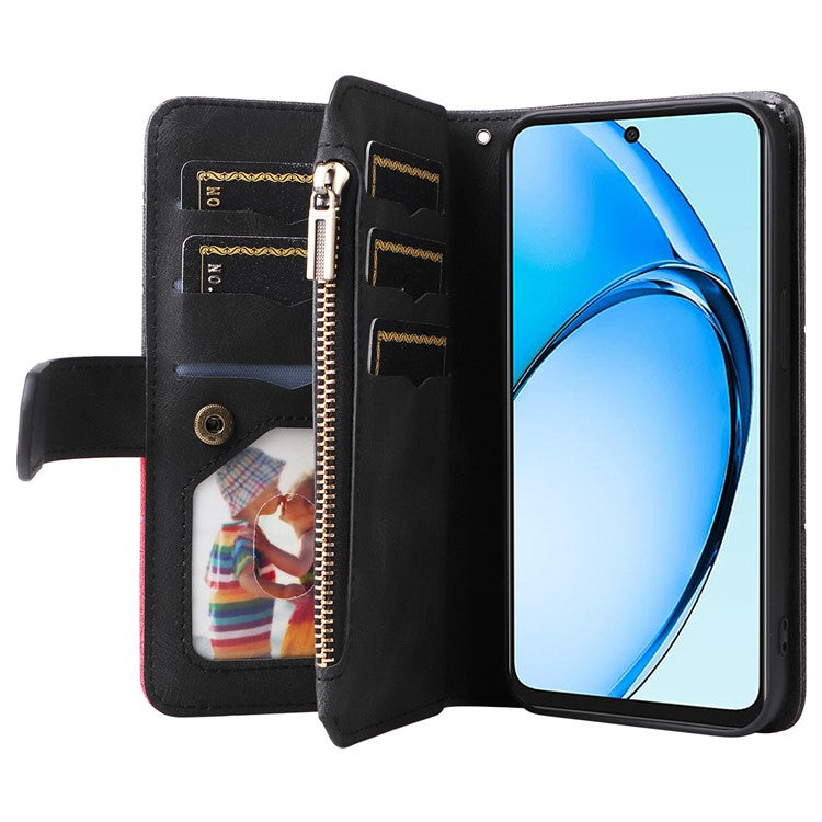 KT Multi-Function Series-5 For Oppo A60 4G Cover Anti-scratch PU Leather Dual Color Splicing Cell Phone Case - Black