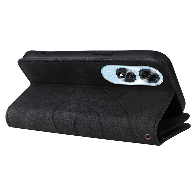 KT Multi-Function Series-5 For Oppo A60 4G Cover Anti-scratch PU Leather Dual Color Splicing Cell Phone Case - Black