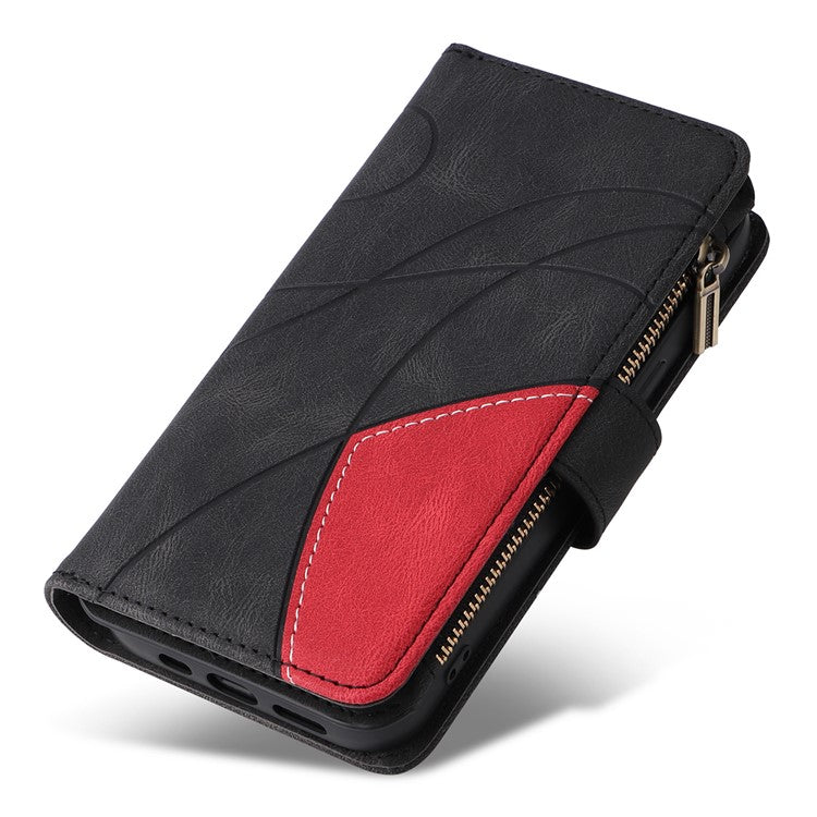KT Multi-Function Series-5 For Oppo A60 4G Cover Anti-scratch PU Leather Dual Color Splicing Cell Phone Case - Black