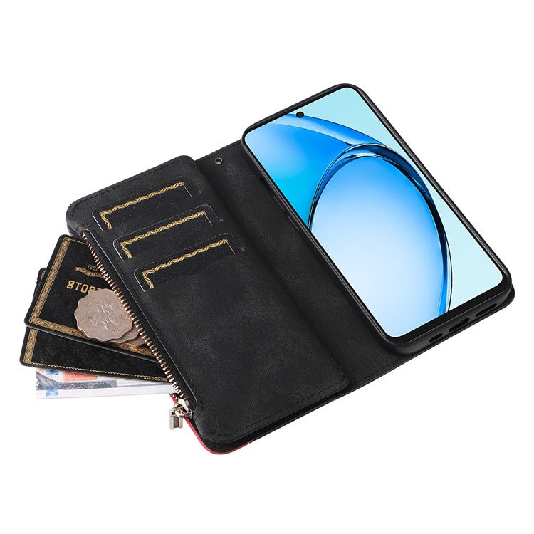 KT Multi-Function Series-5 For Oppo A60 4G Cover Anti-scratch PU Leather Dual Color Splicing Cell Phone Case - Black