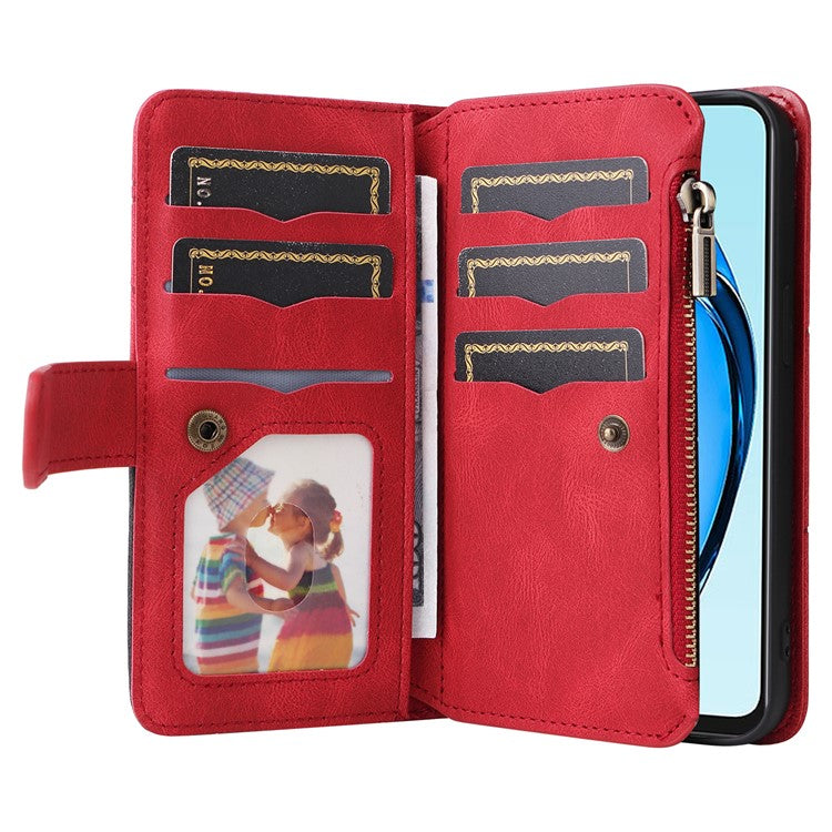 KT Multi-Function Series-5 For Oppo A60 4G Cover Anti-scratch PU Leather Dual Color Splicing Cell Phone Case - Red