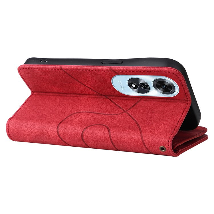 KT Multi-Function Series-5 For Oppo A60 4G Cover Anti-scratch PU Leather Dual Color Splicing Cell Phone Case - Red