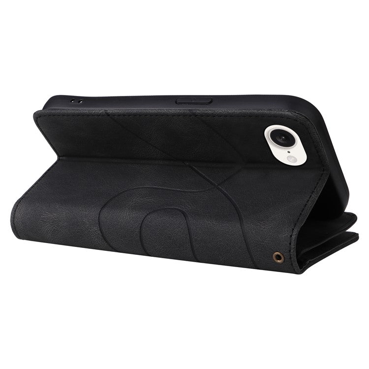 For iPhone 16e Cover Anti-Scratch PU Leather Dual Color Splicing Cell Phone Case - Black