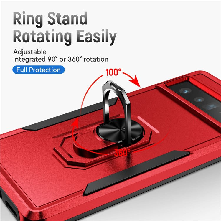 For Google Pixel 7 Pro Slim Case PC + TPU Scratch-Proof Cover Anti-Fall Phone Case with Kickstand - Red  /  Black