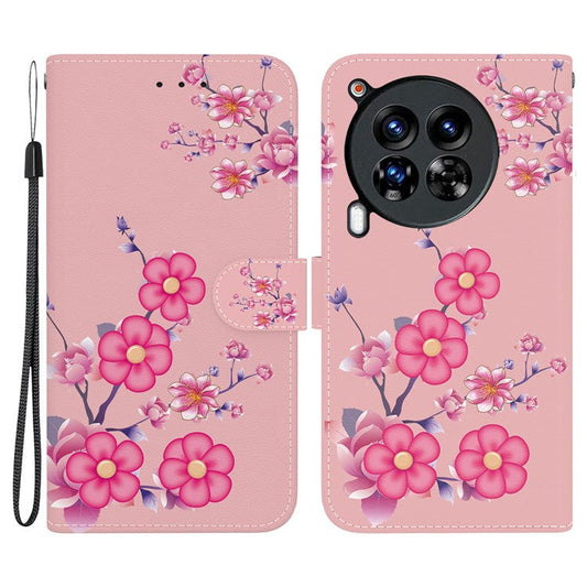 For TECNO Camon 30 Premier 5G Stand Wallet Case Pattern Print Leather Phone Cover - Sakura