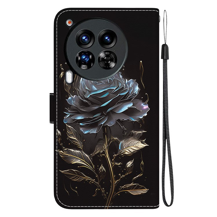 For TECNO Camon 30 Premier 5G Stand Wallet Case Pattern Print Leather Phone Cover - Black Rose