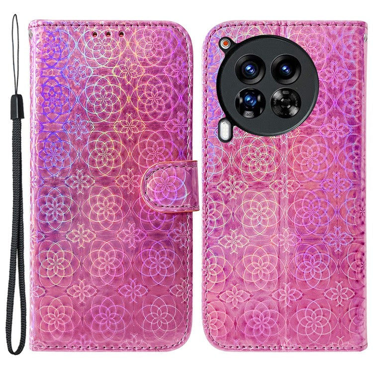 For TECNO Camon 30 Premier 5G Case Dazzling Flower Protective PU Leather Stand Phone Cover - Pink