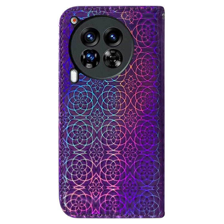 For TECNO Camon 30 Premier 5G Case Dazzling Flower Protective PU Leather Stand Phone Cover - Purple