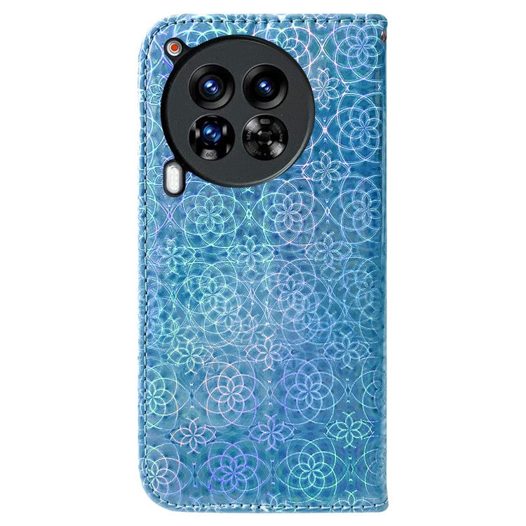For TECNO Camon 30 Premier 5G Case Dazzling Flower Protective PU Leather Stand Phone Cover - Blue