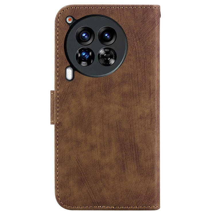 For TECNO Camon 30 Premier 5G Wallet Case Cute Tiger Imprint Leather Phone Cover - Brown