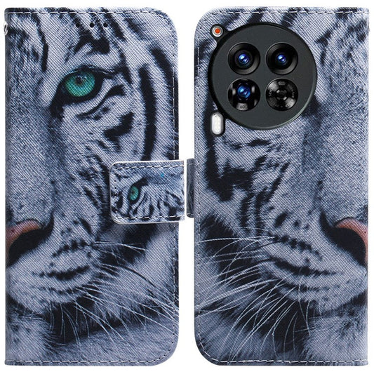 For TECNO Camon 30 Premier 5G Phone Case Pattern Print Anti-Drop PU Leather Flip Wallet Cover - Tiger