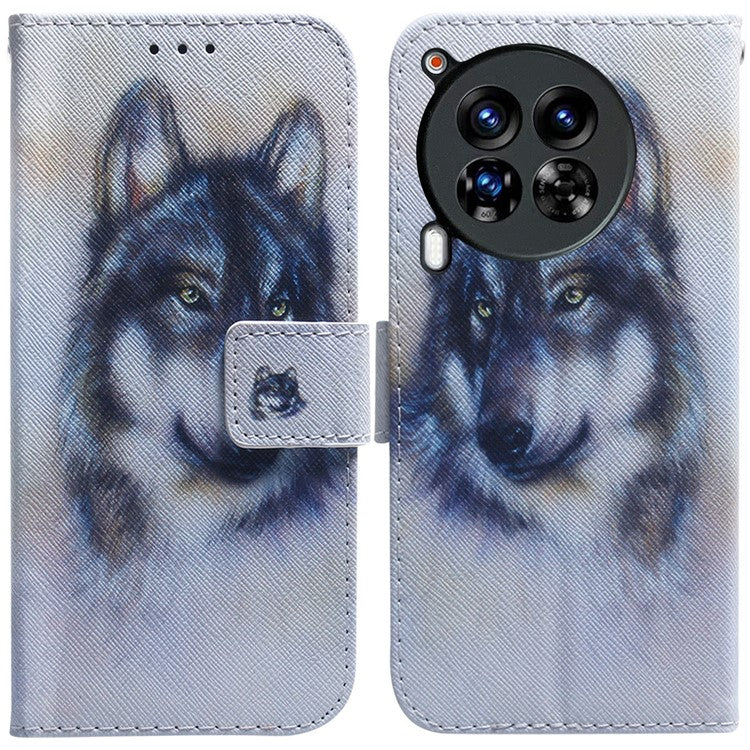 For TECNO Camon 30 Premier 5G Phone Case Pattern Print Anti-Drop PU Leather Flip Wallet Cover - Wolf